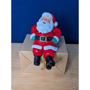 Vintage 1988 Hallmark SANTA CLAUS Stocking Hanger Holder Shelf Sitter RARE Retro